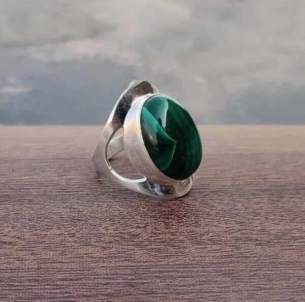 Solid 925 Sterling Silver Beautiful Malachite Handmade Statement Gift ...