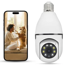 Light Bulb Security Camera, 2K/3MP Outdoor Camera Wireless 2.4G Hz WiFi E27 C...