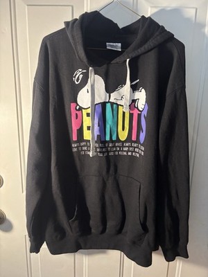 Peanuts Snoopy Hoodie Women XXL 19 Black Colorful Graphic Pullover 2020