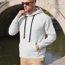 Mens Jacquard Hoodie Workout Top Casual Hooded Coat Hip Hop Sweatshirt