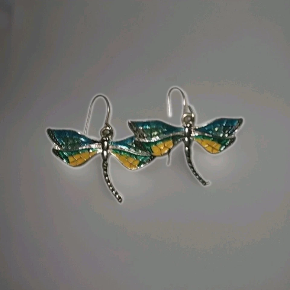 Unakite Stone, Butterfly And Dragonfly Earrings Lot Spiritual Hippy Nature Bug - Image 4 of 4