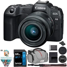 Canon EOS R8 Mirrorless Camera +RF 24-50mm F4.5-6.3 IS STM Lens +Accessories Kit