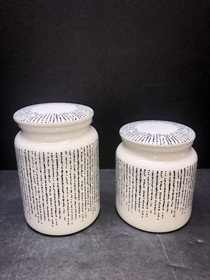 Thyme And Table Calypso Canister Set Of 2 5.75  Tall & 4.75  Tall Black & White