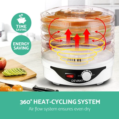 Devanti 5 Trays Food Dehydrator Fruit Dehydrators Pet Beef Jerky Dryer White - Picture 4 of 7