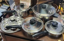 LUSTRE CRAFT 5-Ply Stainless Cookware & Original Booklet - 16pc Stock Pot & Pans