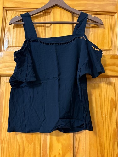 Banana Republic schwarze Bluse mit Cut-Outs, Gr. XS, gebraucht - Bild 4 von 6