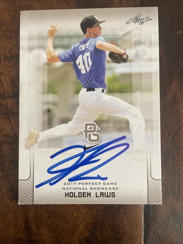HOLDEN LAWS 2017 LEAF "1ST EVER PRINTED" PERFECT GAME RC #052! AUTO SIGNED - Picture 6 of 8