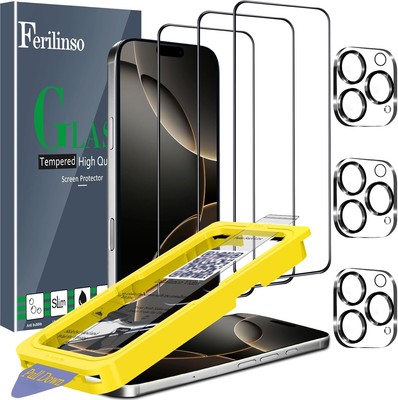 Ferilinso [Auto Dust Install] 3 Pack Screen iPhone 16 Pro Max 6.9 INCH 