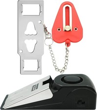 Portable Door Lock Stop Alarm Set, Dual Protection Home Small, Red