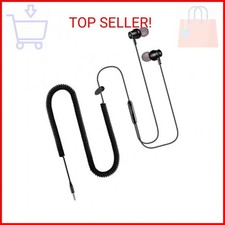 Extra Long Earbuds for TV  PC, with 12FT Spring Coiled Extension Cable, Volume