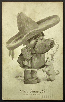 Little Peter Pie and His Dog Fido Vintage Postcard Posted
