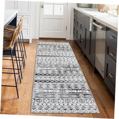 Moroccan Geometric Runner Rug 2x6 - Machine Washable, Easy-Cleaning, Non 