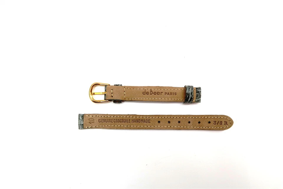 NEW deBeer Paris Gray Leather Corcodile Watch Strap 10mm 3/8R Ladies Watch Band - Image 2 of 3
