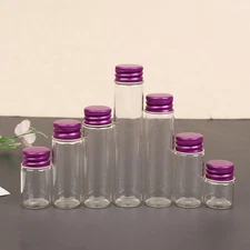 10Pcs 5/7/10/14/18/20/26ML Tiny Glass Jar Bottles with Aluminium Lid Storage Jar