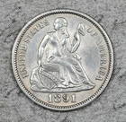 1891-P Liberty Seated Dime AU Details  #4FXH