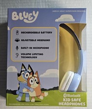 BLUEY KIDS HEADPHONES KID SAFE IN-LINE MICROPHONE AGES 6 NEW