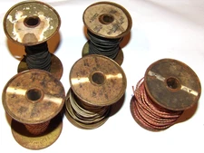 5 VINTAGE SPOOLS CLOTH COVERED SOLID COPPER WIRE! 3 WESTERN ELECTRIC! 1.75 LBS!