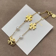 New! Tory TB logo and Pearl Bracelet with Jewelry Pouch Size length: 19+2.5cm