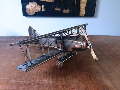 Großes Doppeldecker Flugzeug Modell, handgefertigt, Flieger, Kriegsgerät