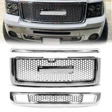 Upper Lower Grille Chrome Hood Molding For 2007-13 GMC Sierra 1500 Denali Pickup