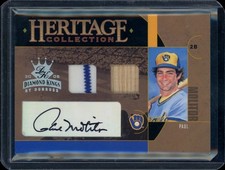 2005 Donruss Diamond Kings Heritage Collection DUAL PATCH AUTO /10 PAUL MOLITOR