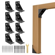 8PCS Post Base Pergola Brackets Kit, Heavy Duty 90-Degree Angle Pergola Bracket