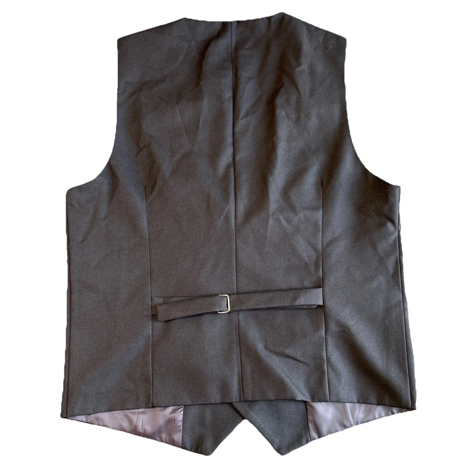 Mens Charcoal Gray Shawl Collar Double Breasted Vest Small Formal Dress Suit - Image 2 of 4