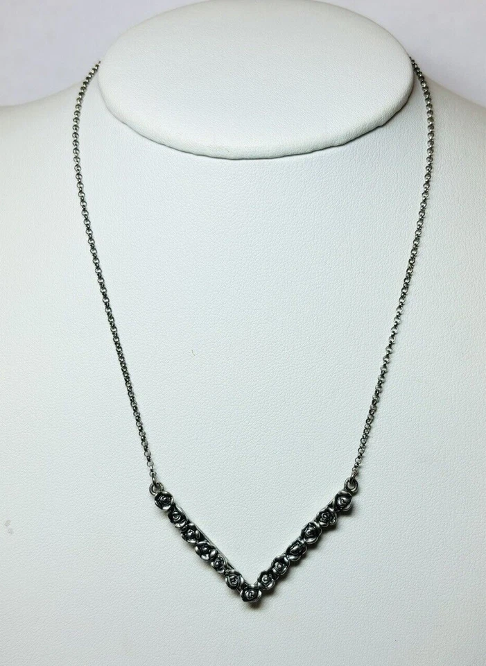 Or Paz Israel Sterling 925 Silver Rose V Shaped Necklace 18 in - Image 3 of 4