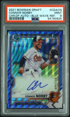 2021 1st Bowman Chrome Connor Norby Blue Wave Refractor Auto /150 