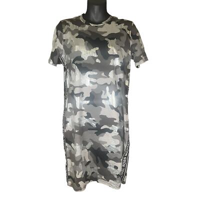 Michael Kors Womens Camo Foil T-shirt LOGO TAPE Dress (New With Tags) Size  XS
