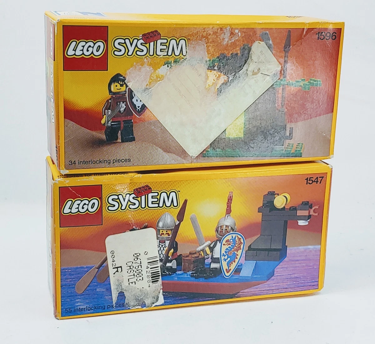 2 RARE Factory SEALED LEGO Castle Black Knights Boat 1547 Ghostly Hideout 1596