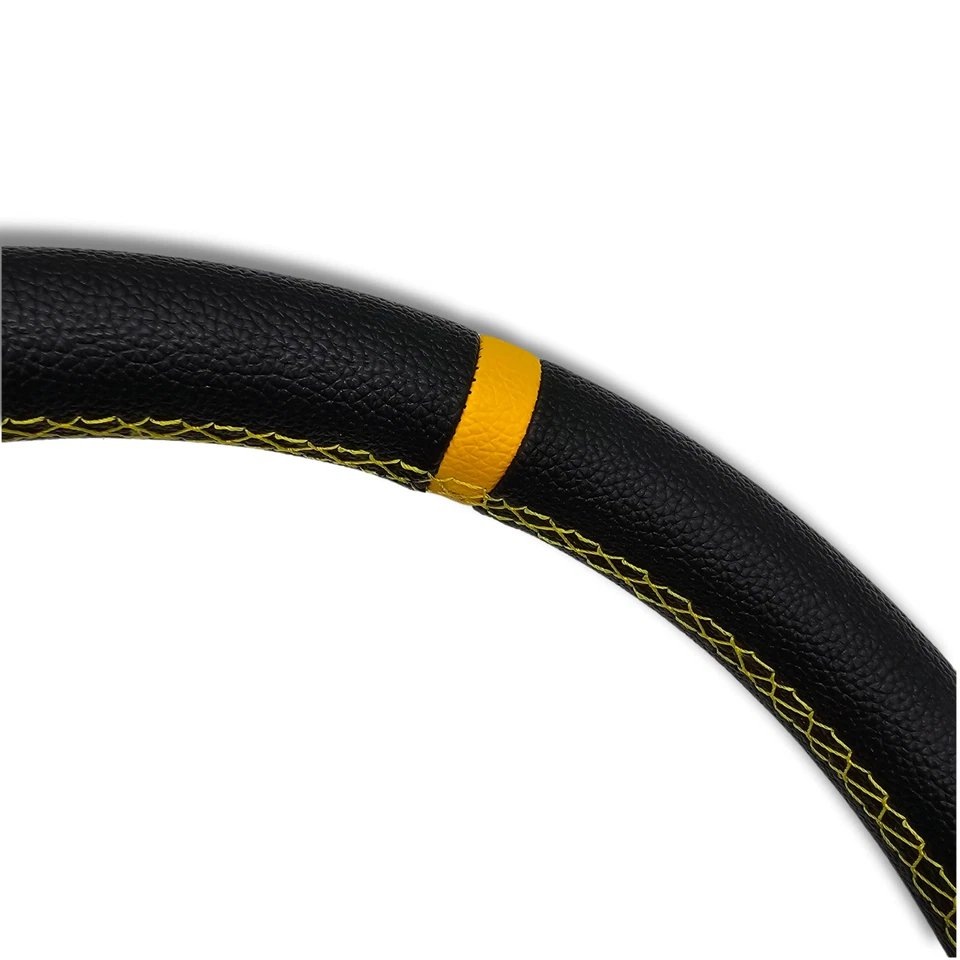 Volante desplazado tipo OMP costuras amarillas NUEVO NEW corsica Steering Wheel - Imagen 2 de 3
