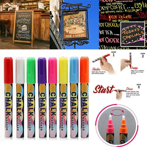 8-colors Neon Liquid Chalk Pen Marker Reversible for Blackboard Black Sign Glass - 第 4/13 張圖片
