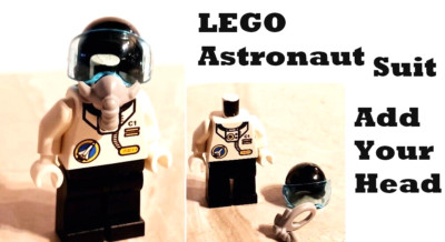 LEGO Pilot Astronaut Suit Helmet Breathing Tube Space Camp Torso ADD YOUR HEAD
