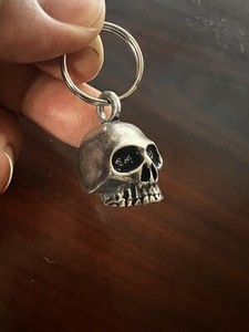 Skull Bell Lucky Motorcycle Rider Key Chain Jacket Zipper Pull Pin Patch Sticker