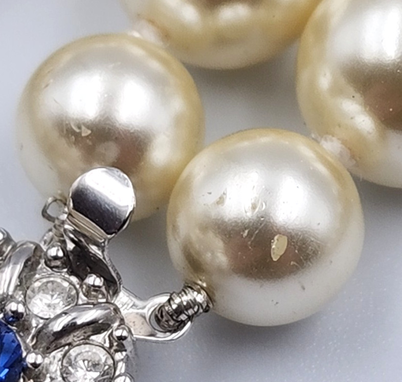 Jackie Kennedy Camrose & Kross 2 Strand Faux Pearl Necklace JBK 18" Rhinestone