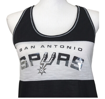 San Antonio Spurs Tank Top Womens Sz M Racerback Black White