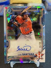 2021 Bowman Chrome Sapphire Luis Santana 1st Auto Aqua Refractor 98/99