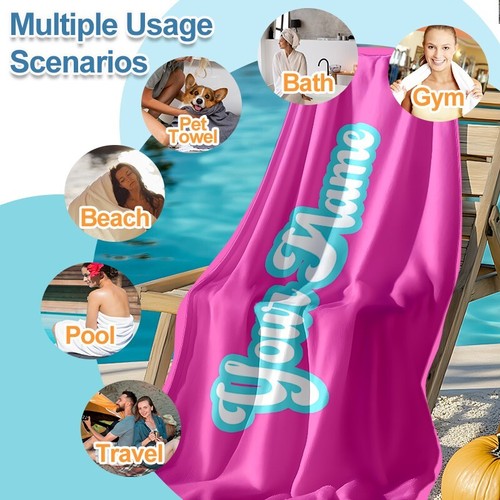 Personalized Retro Beach Towel | Bath Towel | Pool Towel Bridal Swim Custom Name - Picture 4 of 14