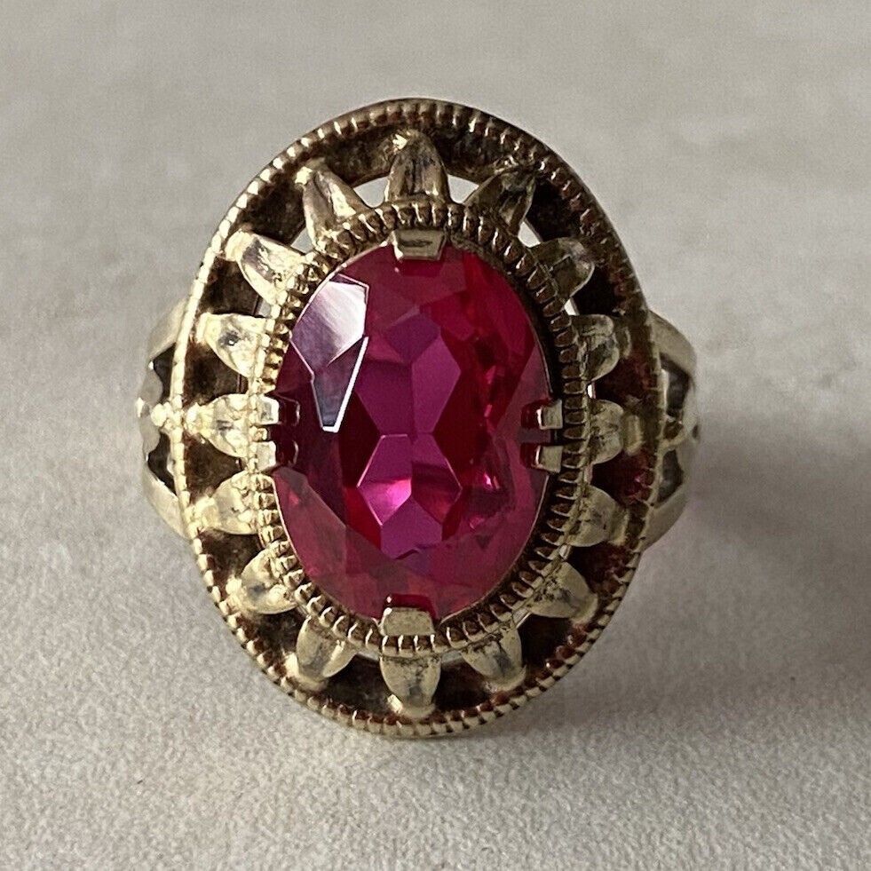 Vintage Soviet Era Silver 875 Gilt Ring Ruby - image 4