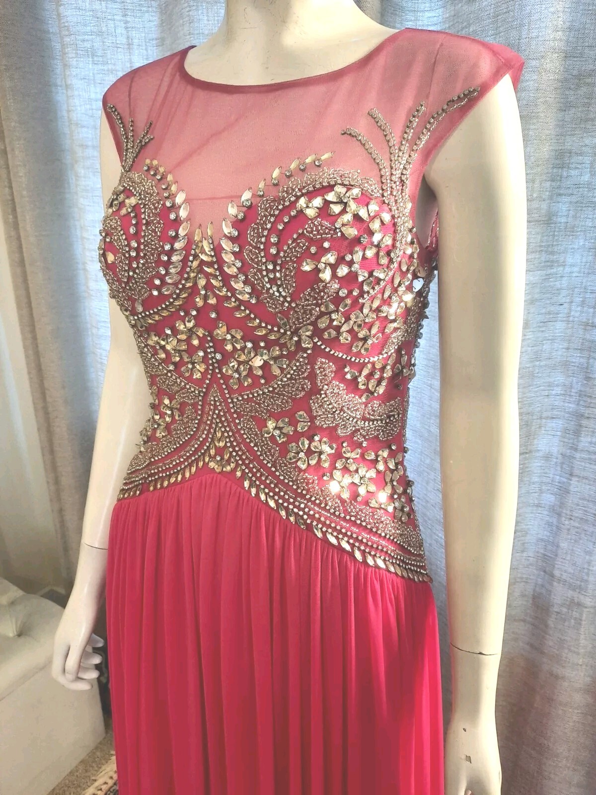 ¡Baja de precio! Vestido de Fiesta Rosa Mujeres Largo Maxi Chifón Cristales Fluidos Cuerpo