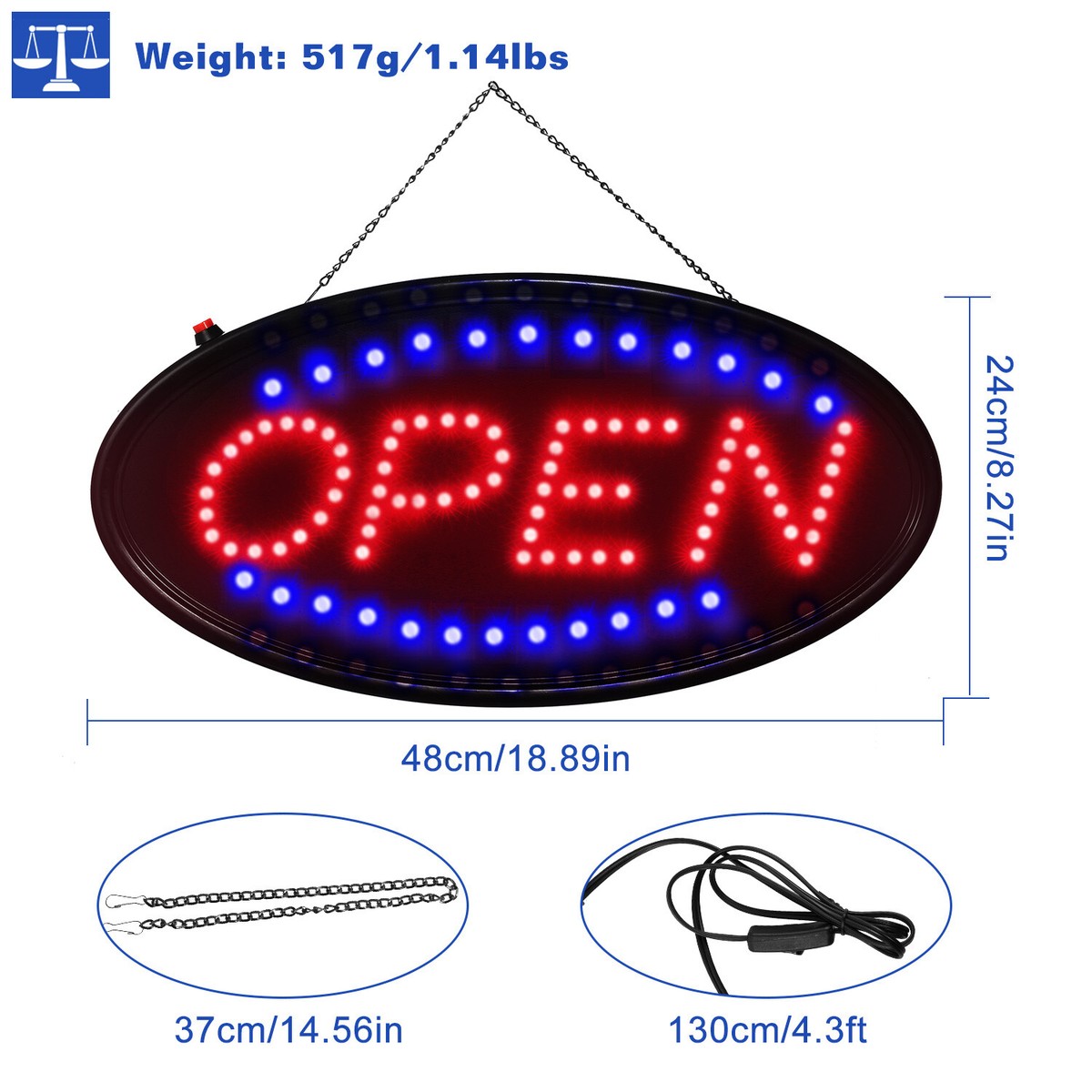 LED　open　Sign iMounTEK LED Open Business Sign, Animated Motion Ultra