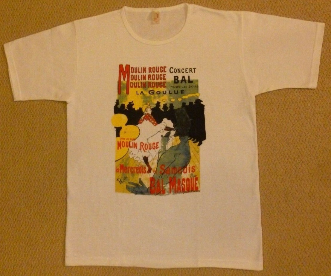 Vintage New Fine Art Toulouse Lautrec Women's white T-shirt XL Moulin Rouge  | eBay