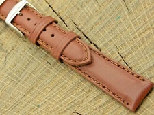 Vintage NOS ZRC Brown Nautical Calf 16mm Watch Band w Silver Tone Buckle Unused