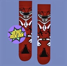 Cotton Blend Socks Mighty Morphin Power Rangers Retro Red Ranger Size 6-10