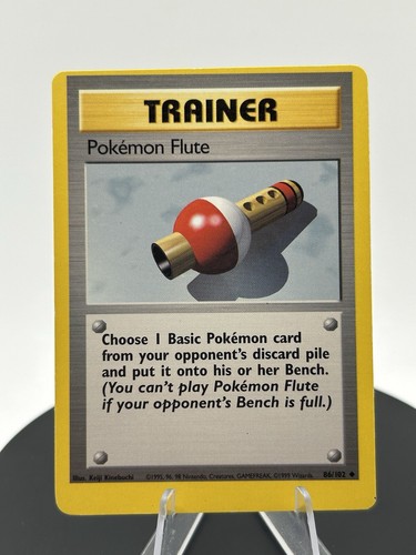 POKEMON FLUTE - 86/102 - Base Set - Pokemon Card - Error Misprint/Mis-Cut Rare - Picture 3 of 23