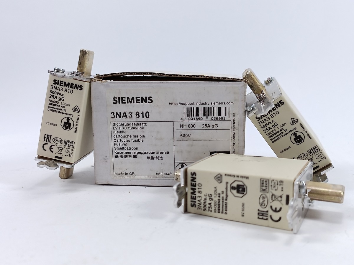 Siemens 3NA3 810 LV HRC fuse element 25A 3 Pcs | eBay