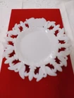 VTG White Milk Glass American Flag Eagle Bird Fleur De Lis 7 3/8” Plate