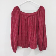 Love Riche blouse red monochromatic plaid squ...