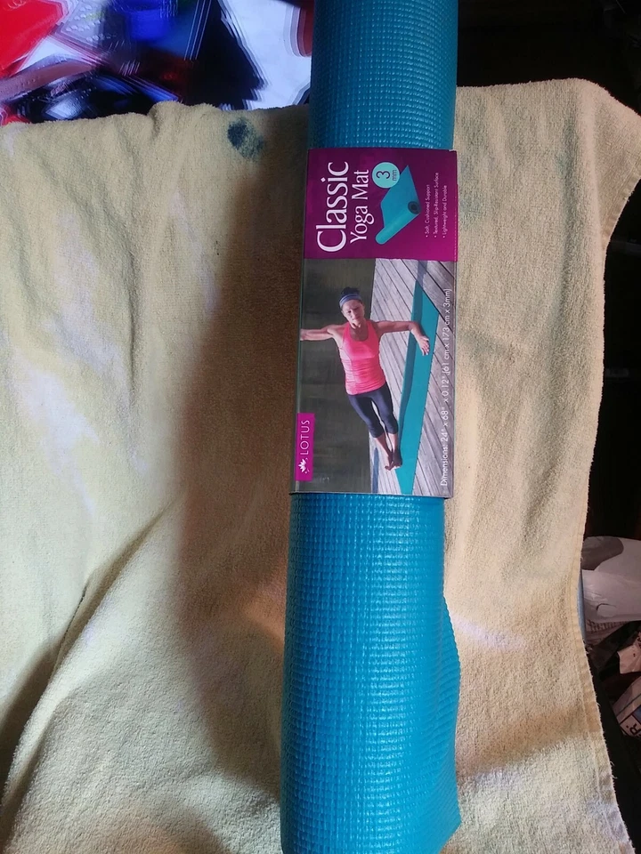 Lotus Yoga Mat, NEW ~  Blue, 24" x 68" x 3mm - Image 2 of 2